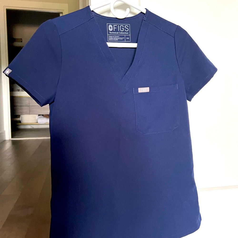 Figs Catarina navy petite XXS scrub top